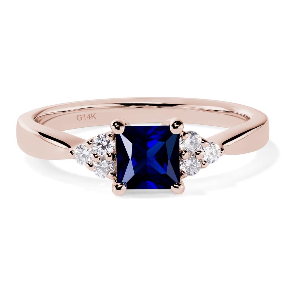 Princess Cut Lab Grown Sapphire Petite Ring - LUO Jewelry #metal_14k rose gold