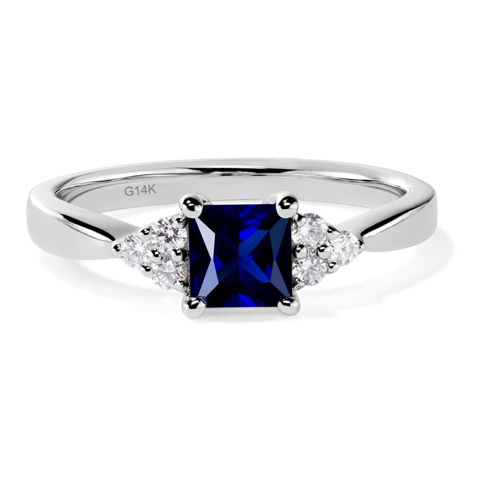 Princess Cut Lab Grown Sapphire Petite Ring - LUO Jewelry #metal_14k white gold