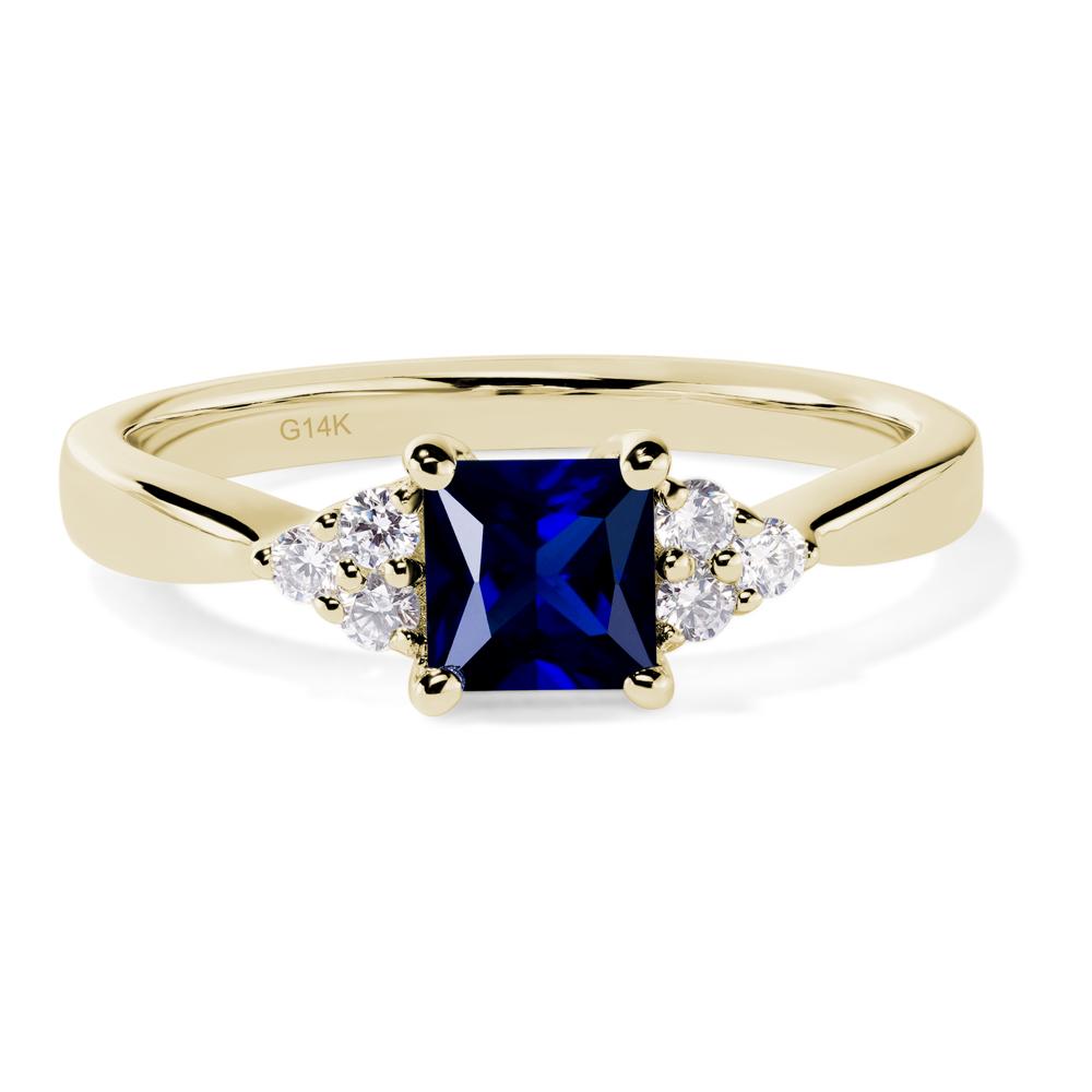 Princess Cut Lab Grown Sapphire Petite Ring - LUO Jewelry #metal_14k yellow gold