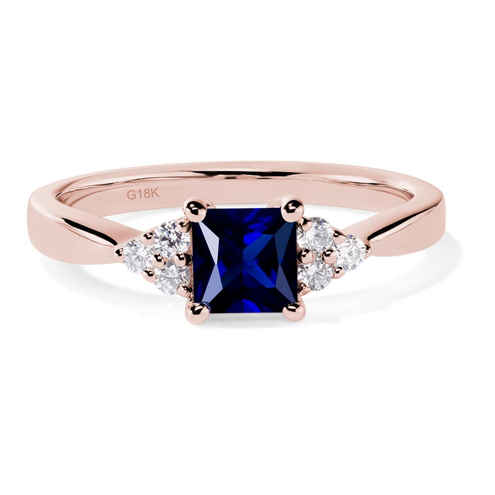 Princess Cut Lab Grown Sapphire Petite Ring - LUO Jewelry #metal_18k rose gold