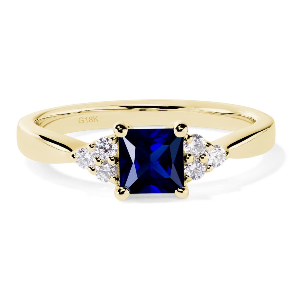 Princess Cut Lab Grown Sapphire Petite Ring - LUO Jewelry #metal_18k yellow gold