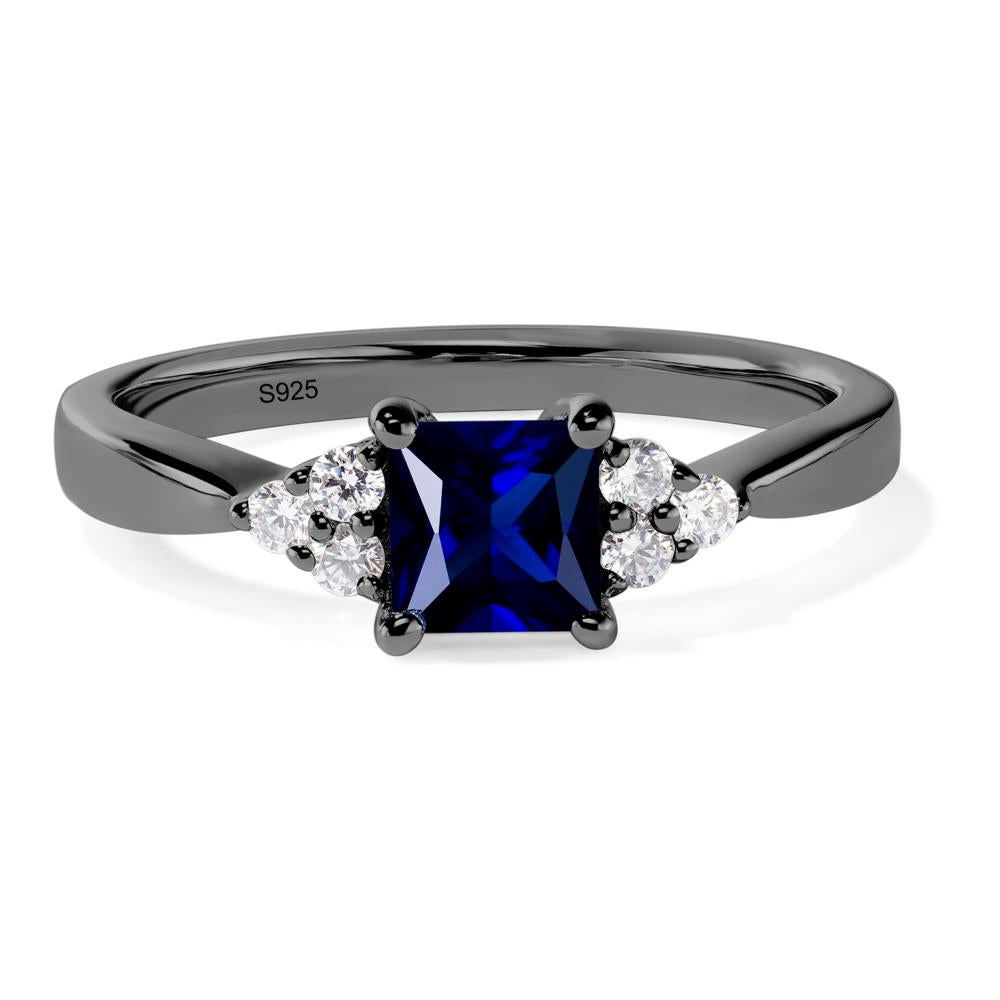 Princess Cut Lab Grown Sapphire Petite Ring - LUO Jewelry #metal_black finish sterling silver
