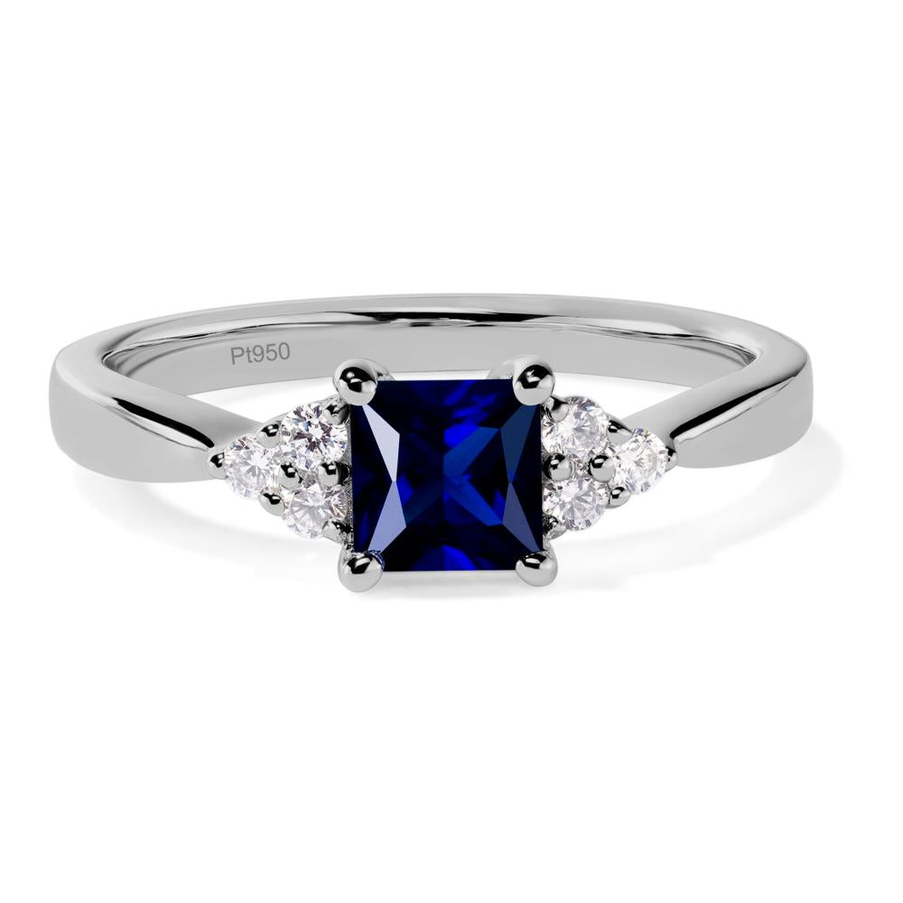 Princess Cut Lab Grown Sapphire Petite Ring - LUO Jewelry #metal_platinum