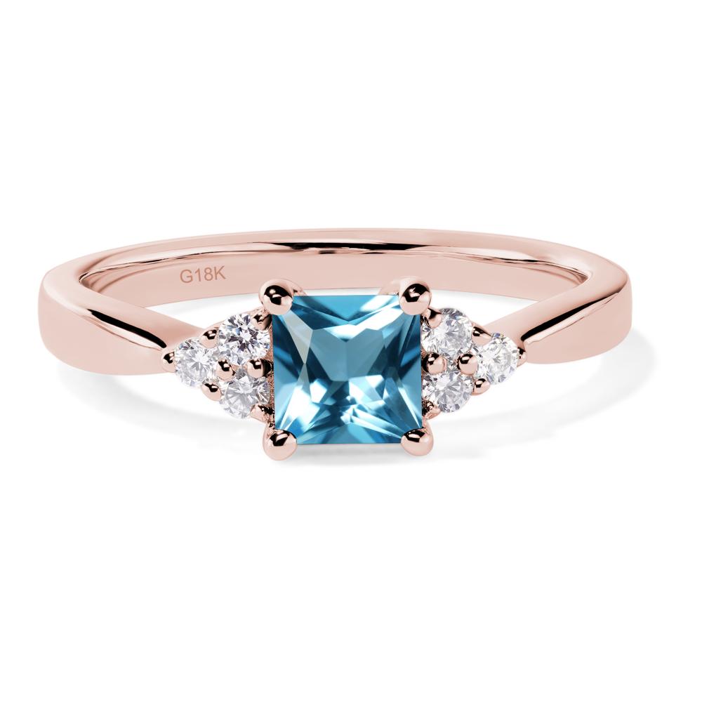 Princess Cut Swiss Blue Topaz Petite Ring - LUO Jewelry #metal_18k rose gold
