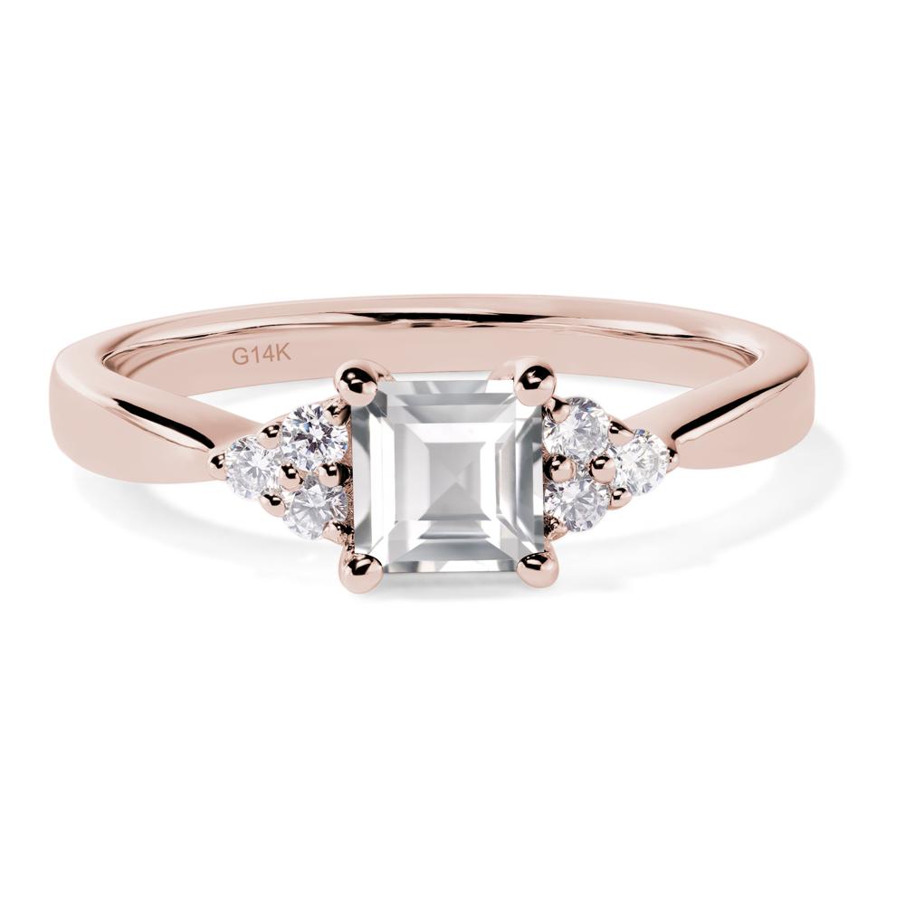 Square Cut White Topaz Petite Ring - LUO Jewelry #metal_14k rose gold
