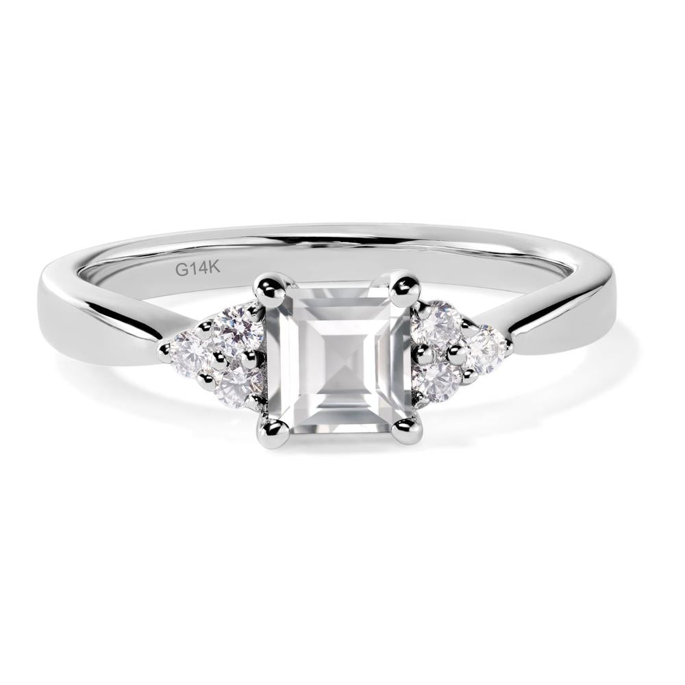 Square Cut White Topaz Petite Ring - LUO Jewelry #metal_14k white gold