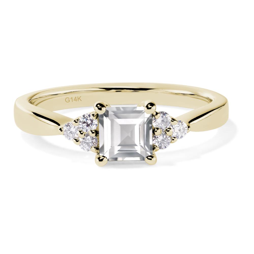 Square Cut White Topaz Petite Ring - LUO Jewelry #metal_14k yellow gold