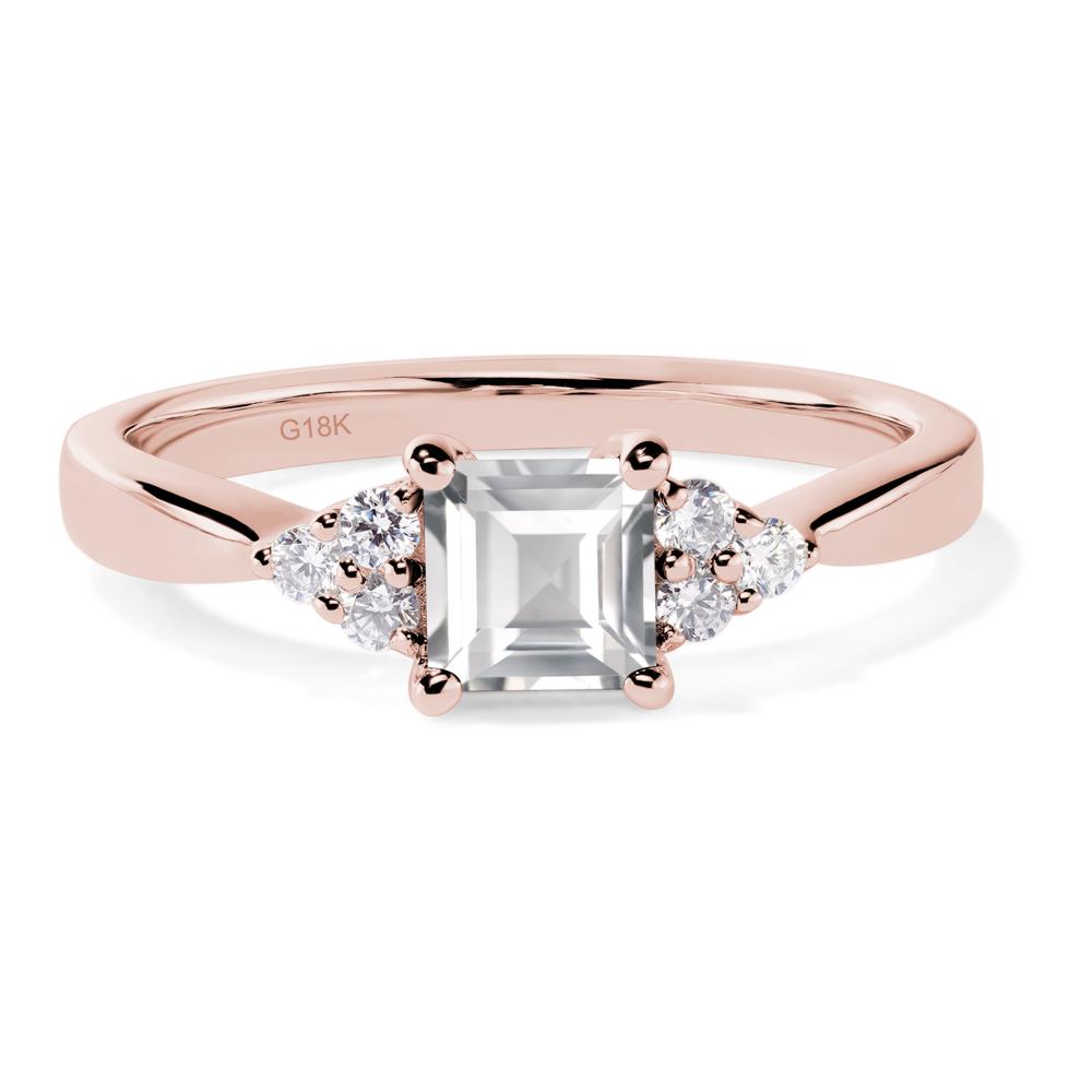 Square Cut White Topaz Petite Ring - LUO Jewelry #metal_18k rose gold
