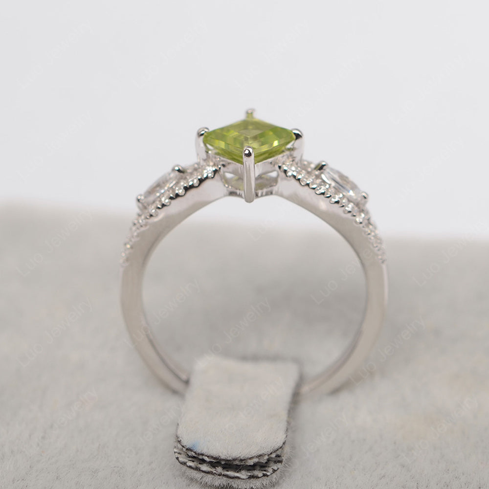 Vintage Square Cut Peridot Ring Rose Gold - LUO Jewelry