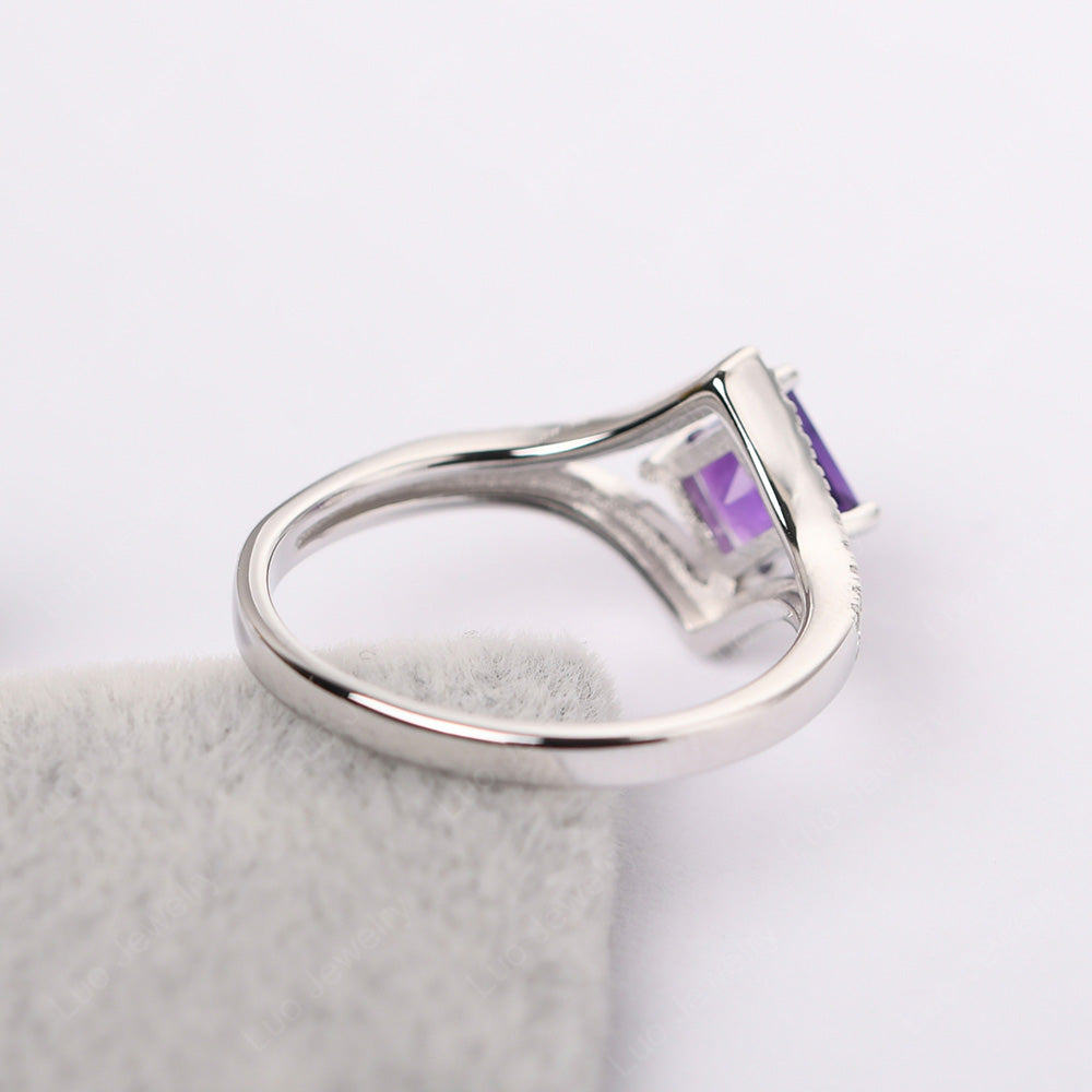 Princess Cut Amethyst Kite Set Engagement Ring - LUO Jewelry