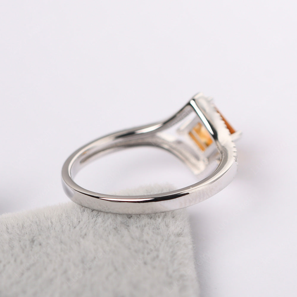 Square Cut Citrine Kite Set Engagement Ring - LUO Jewelry