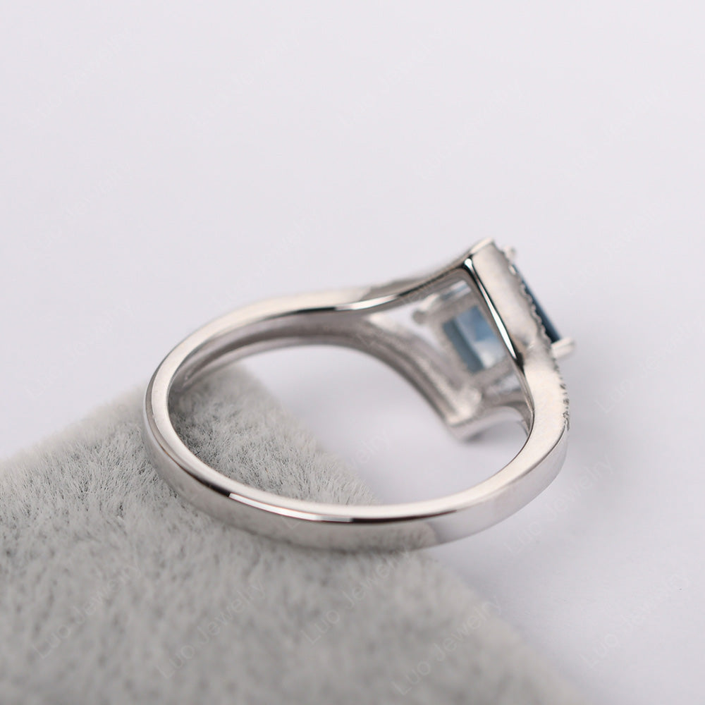 Princess Cut London Blue Topaz Kite Set Engagement Ring - LUO Jewelry