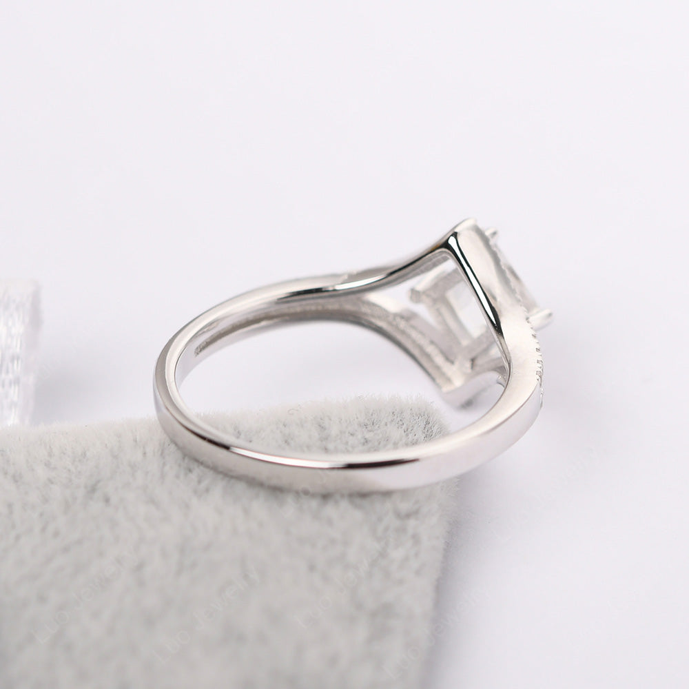 Princess Cut Moonstone Kite Set Engagement Ring - LUO Jewelry