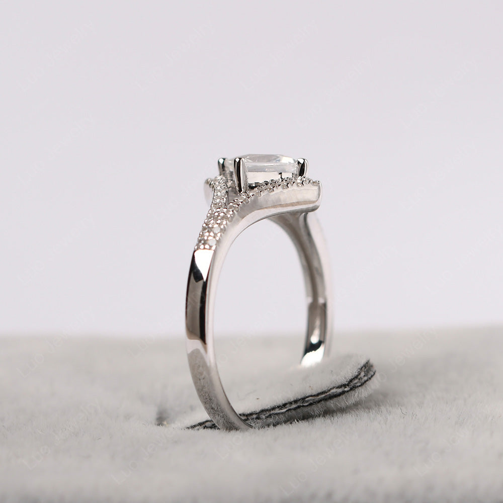 Square Cut White Topaz Kite Set Engagement Ring - LUO Jewelry