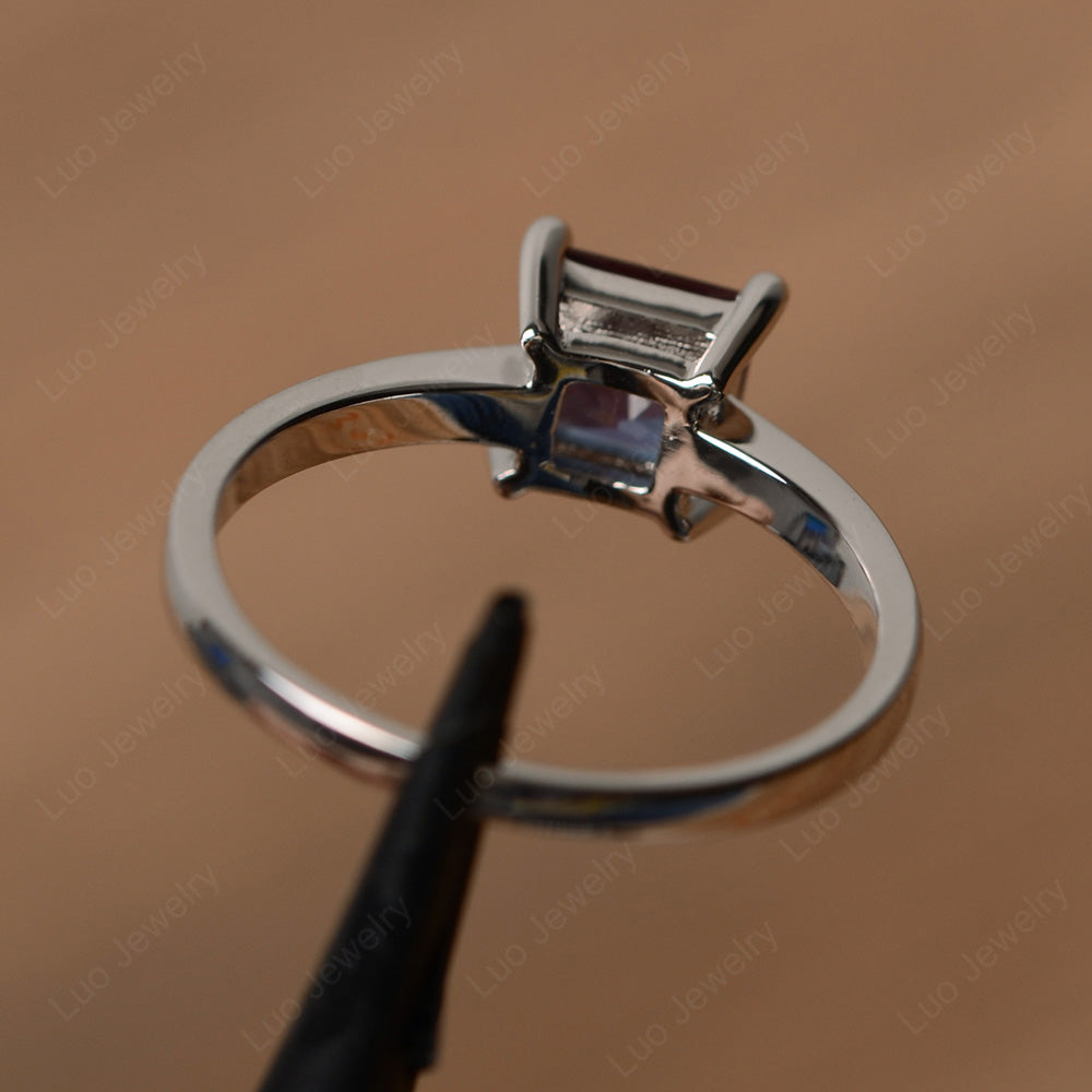 Princess Cut Solitaire Alexandrite Promise Ring - LUO Jewelry