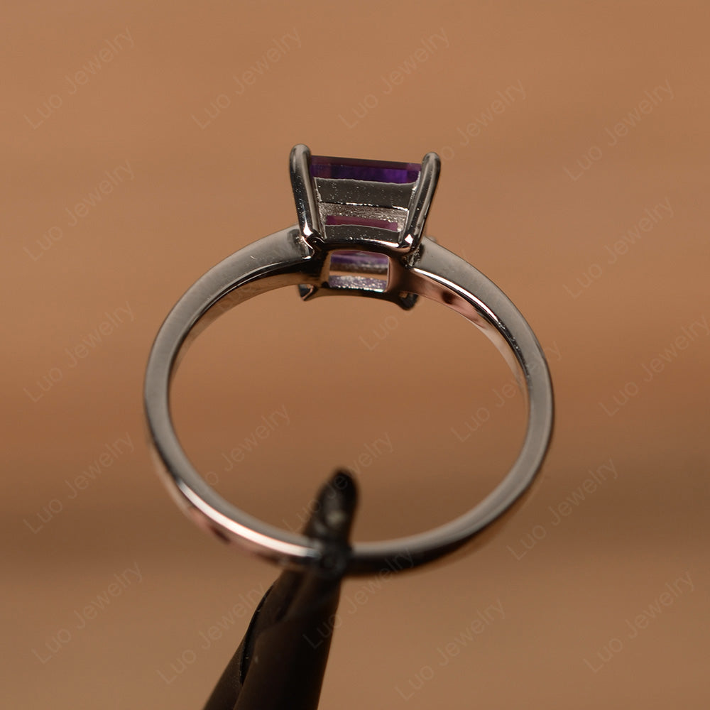 Square Cut Solitaire Amethyst Promise Ring - LUO Jewelry