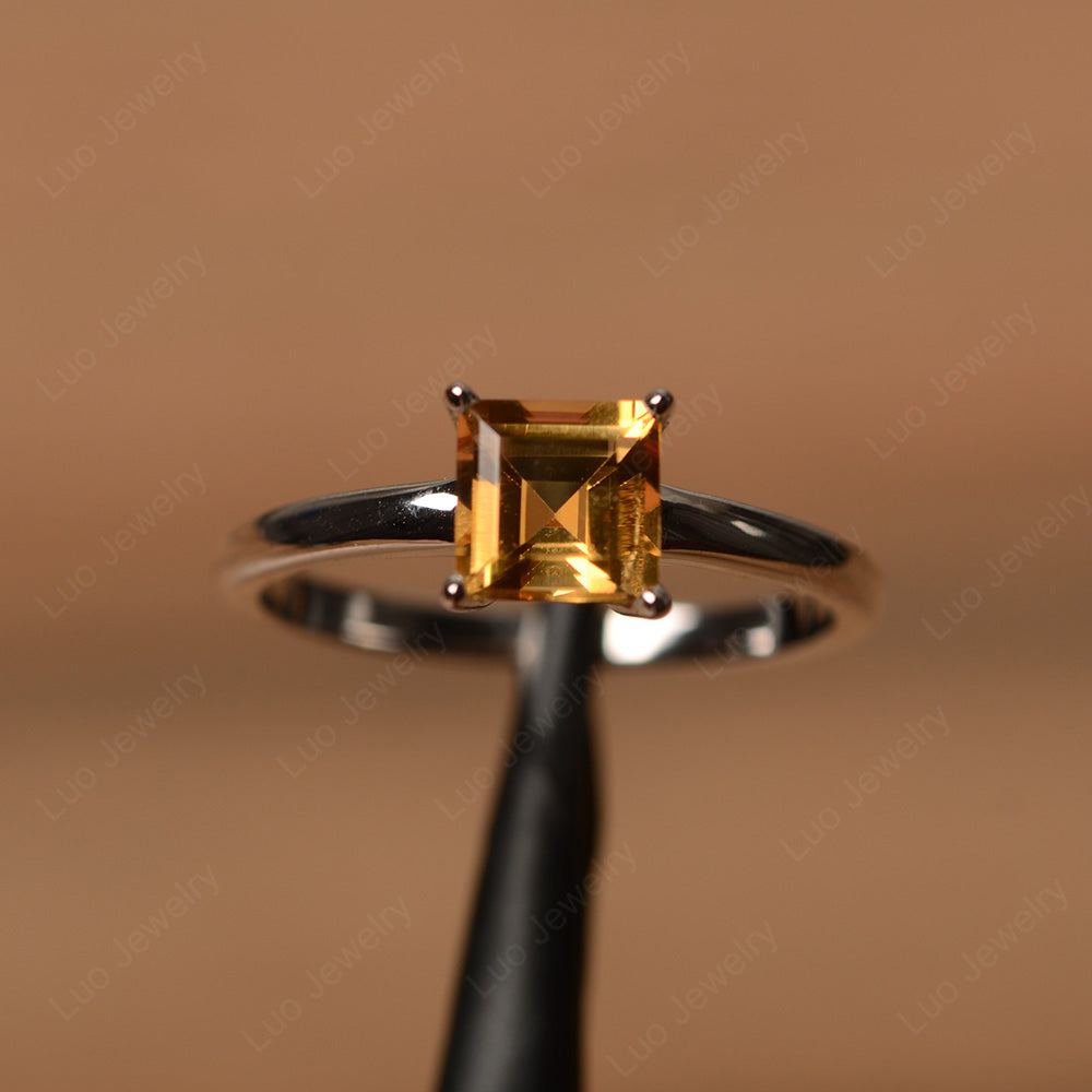 Square Cut Solitaire Citrine Promise Ring - LUO Jewelry