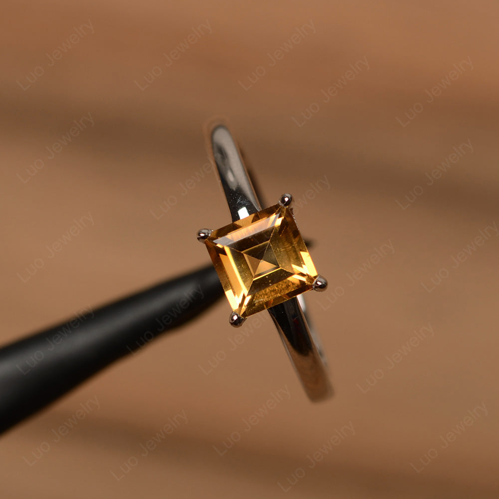 Square Cut Solitaire Citrine Promise Ring - LUO Jewelry
