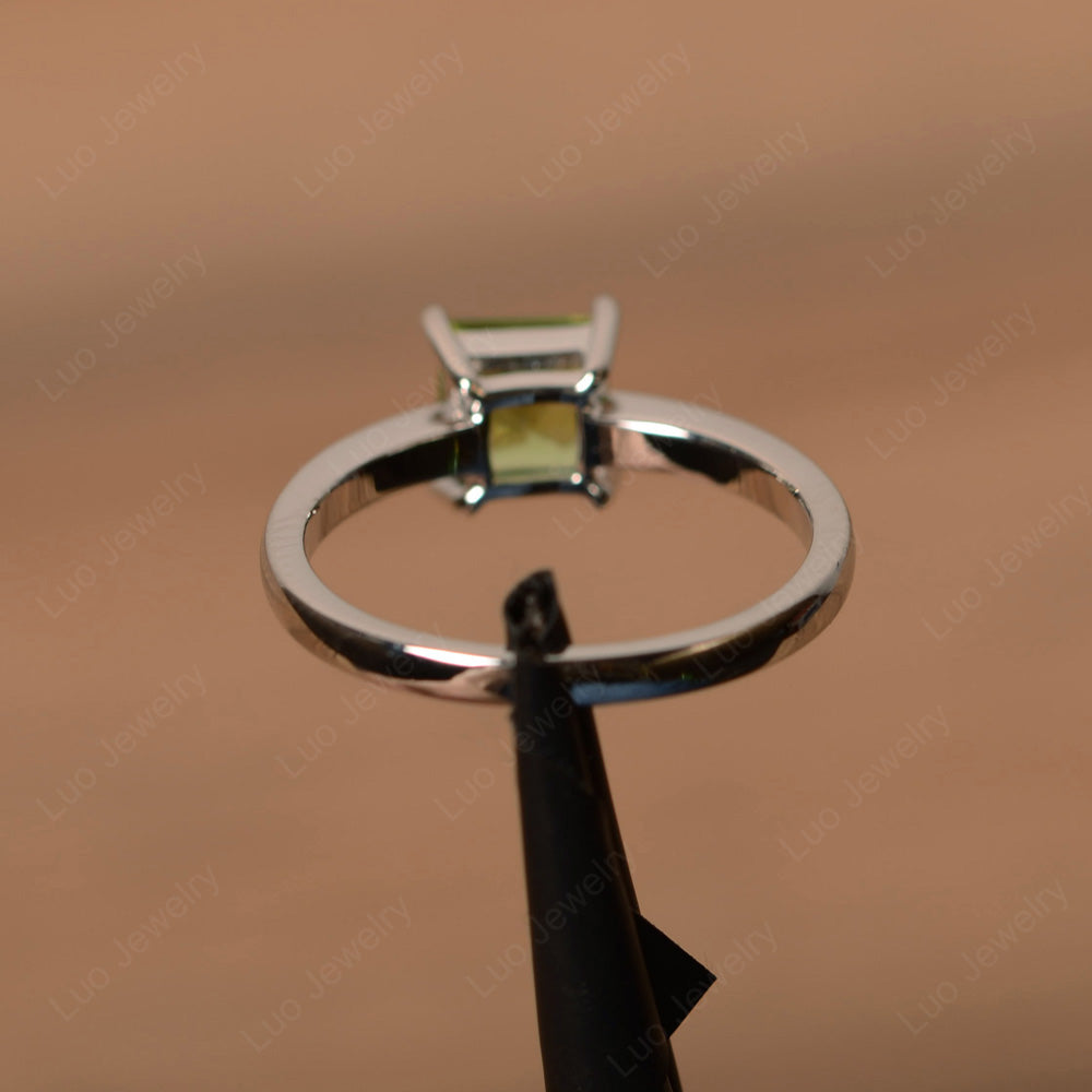 Princess Cut Solitaire Peridot Promise Ring - LUO Jewelry