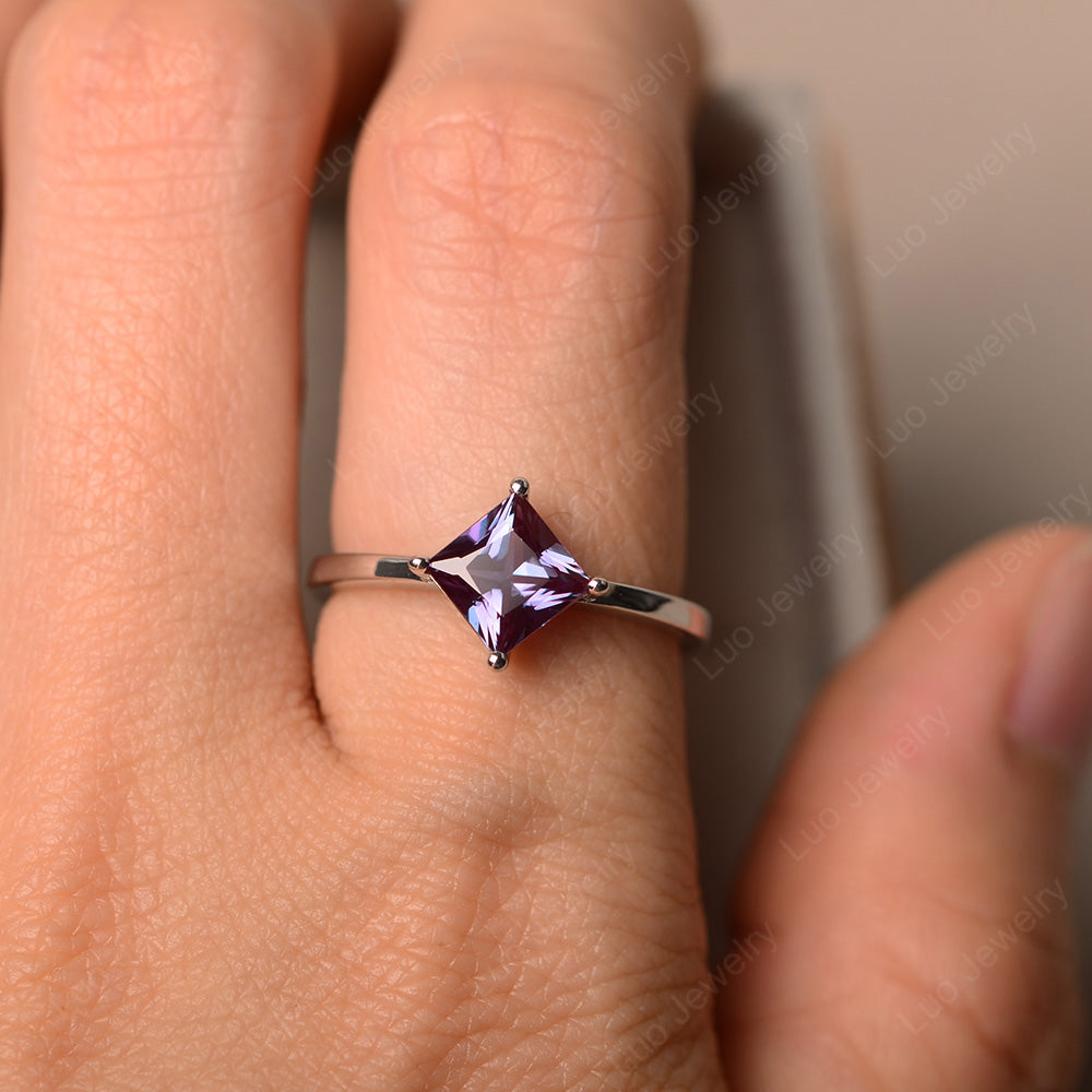 alexandrite engagement ring princess cut - LUO Jewelry