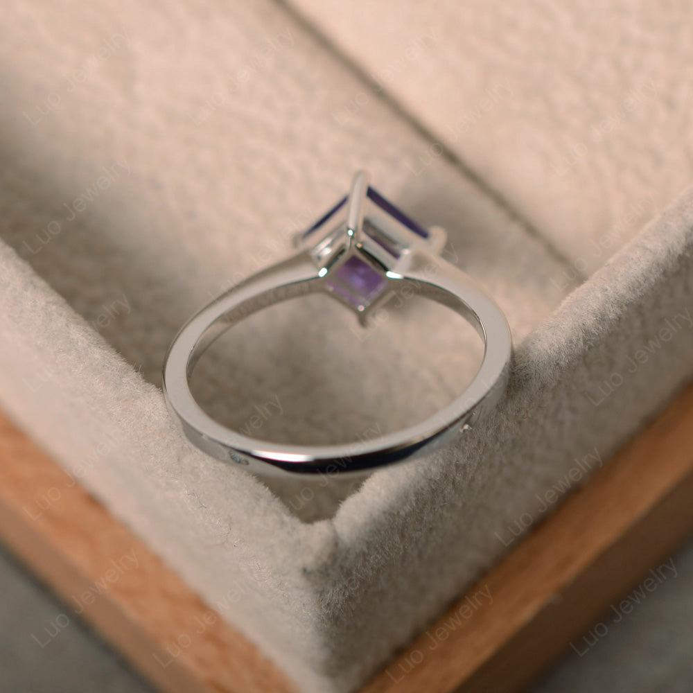 Square Amethyst Solitaire Engagement Ring - LUO Jewelry