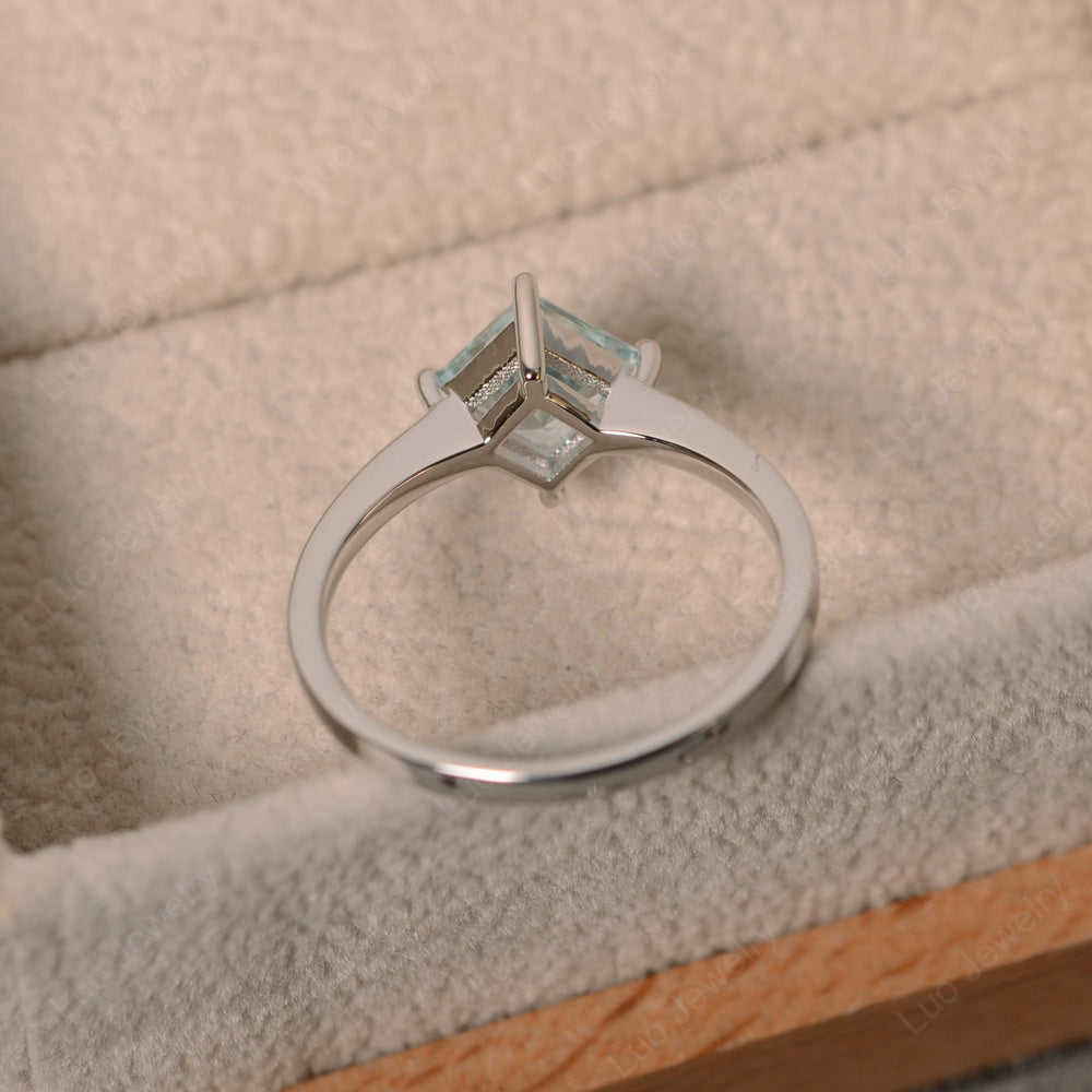 Princess Aquamarine Solitaire Engagement Ring - LUO Jewelry