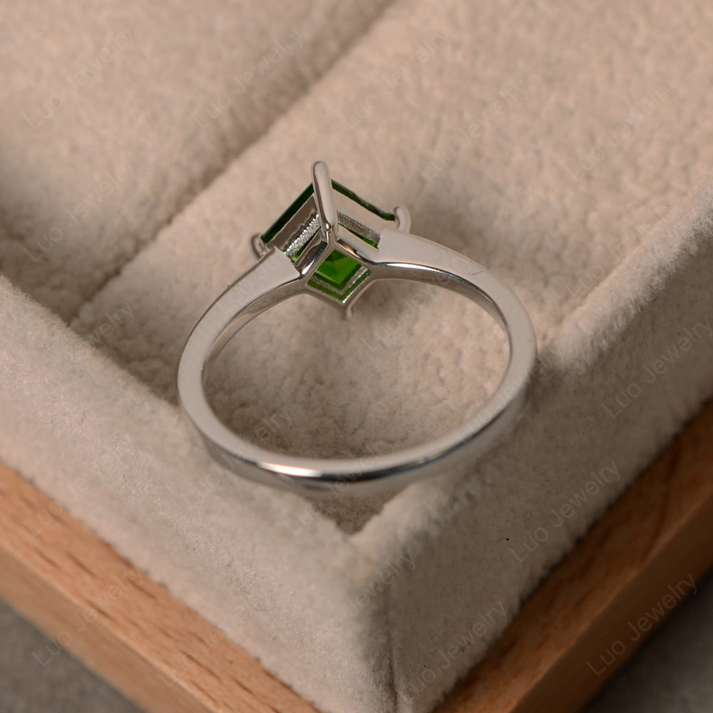 Square Diopside Solitaire Engagement Ring - LUO Jewelry