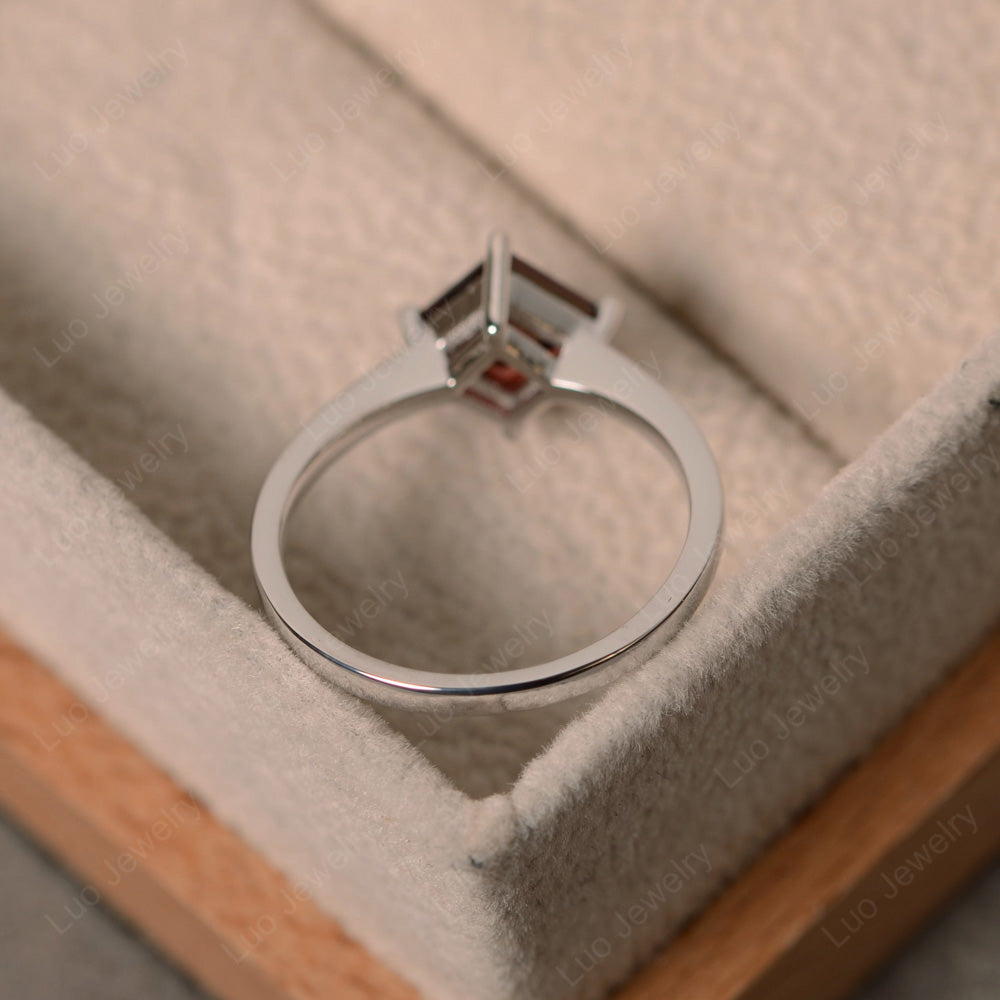 Square Garnet Solitaire Engagement Ring - LUO Jewelry