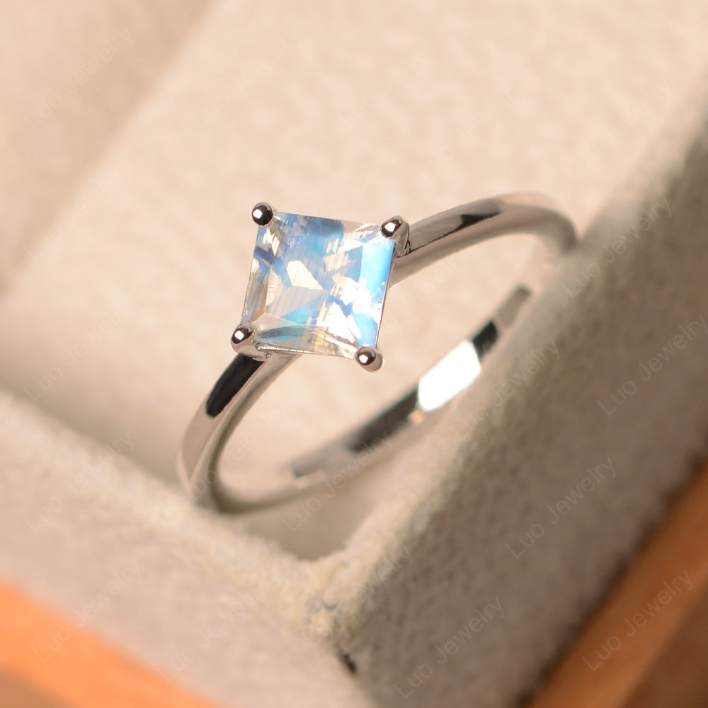 Princess Moonstone Solitaire Engagement Ring - LUO Jewelry