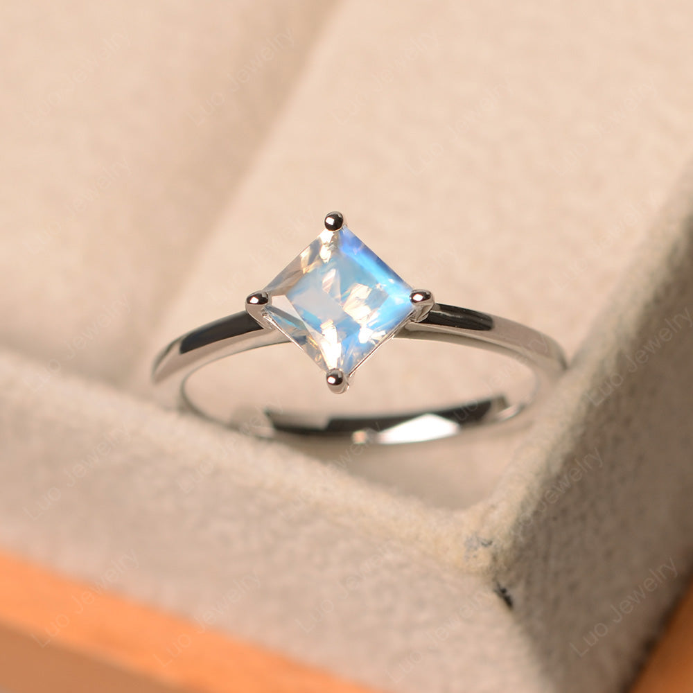 Princess Moonstone Solitaire Engagement Ring - LUO Jewelry