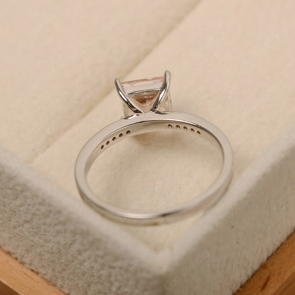 Simple Princess Cut Morganite Wedding Ring - LUO Jewelry