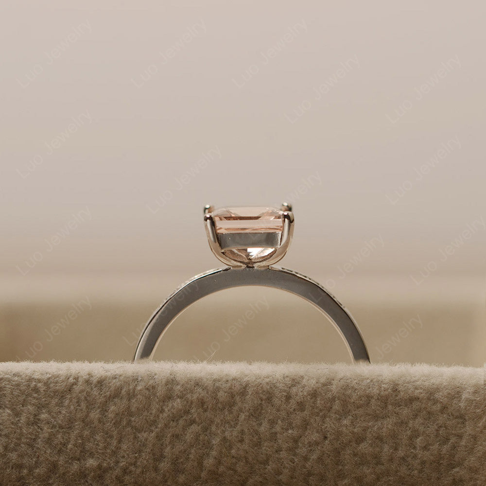 Simple Princess Cut Morganite Wedding Ring - LUO Jewelry