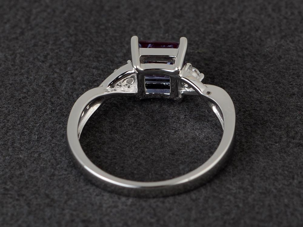 Princess Cut Lab Alexandrite Engagement Ring - LUO Jewelry