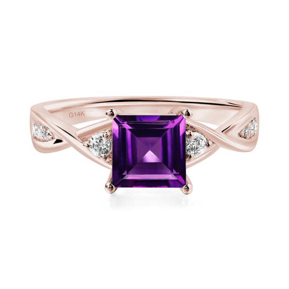 Square Cut Amethyst Engagement Ring - LUO Jewelry #metal_14k rose gold