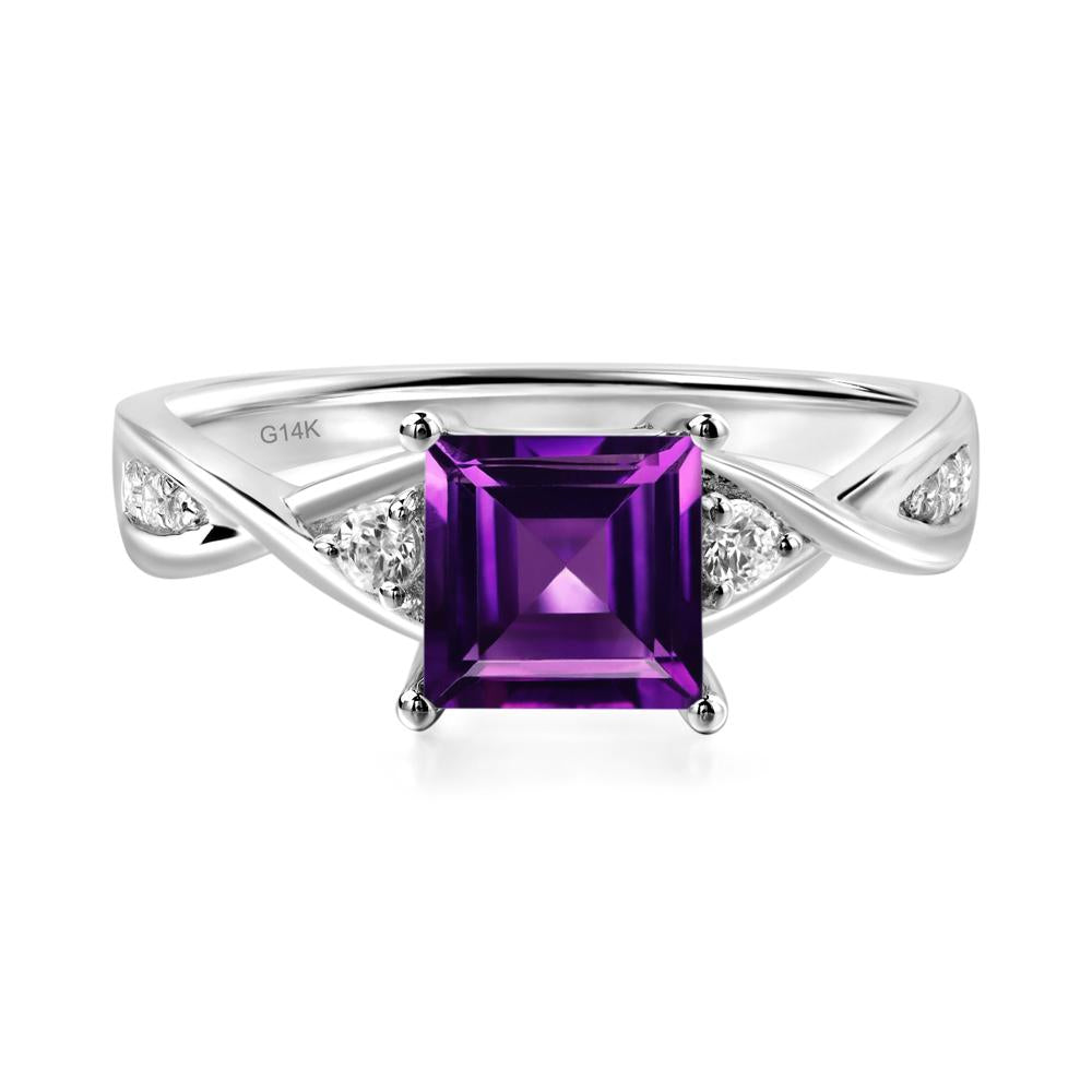 Square Cut Amethyst Engagement Ring - LUO Jewelry #metal_14k white gold