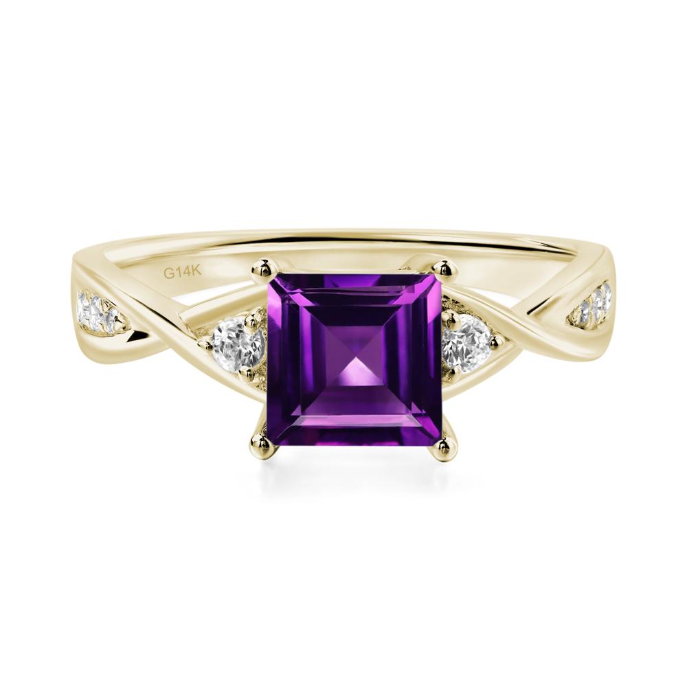 Square Cut Amethyst Engagement Ring - LUO Jewelry #metal_14k yellow gold