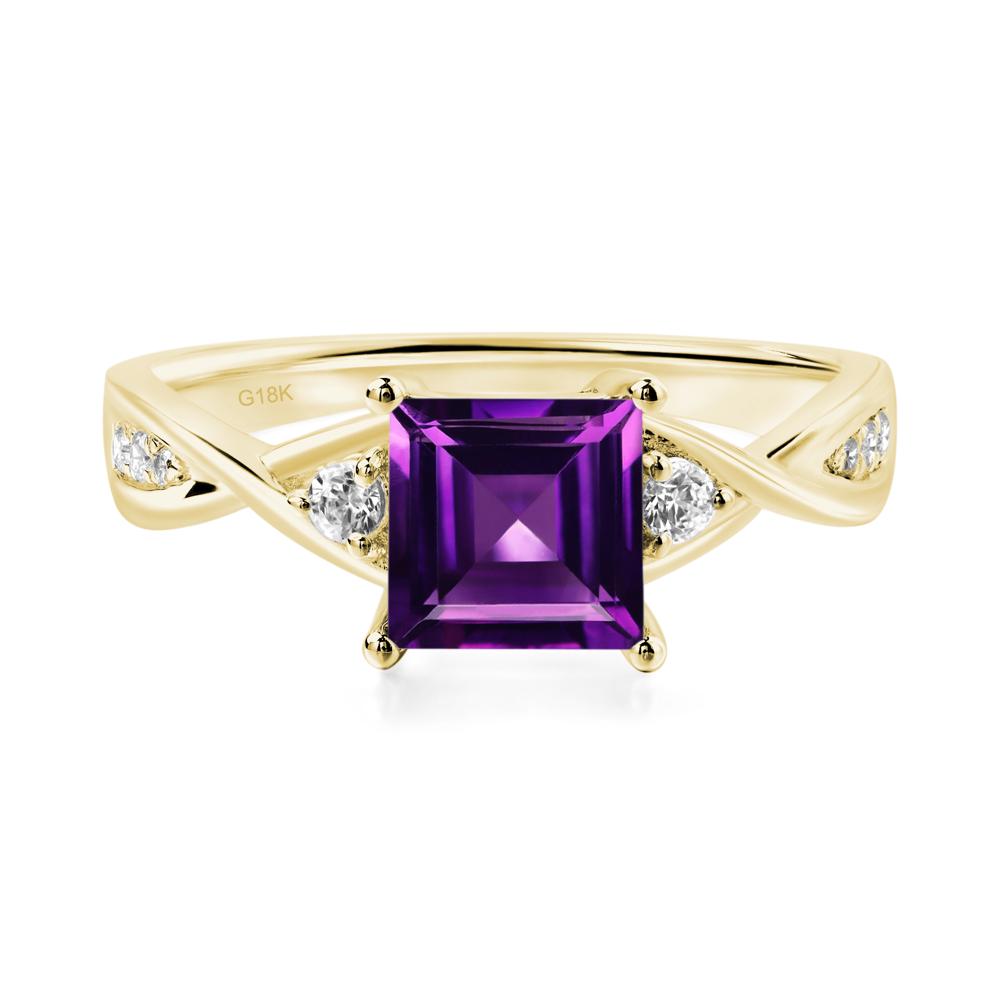 Square Cut Amethyst Engagement Ring - LUO Jewelry #metal_18k yellow gold