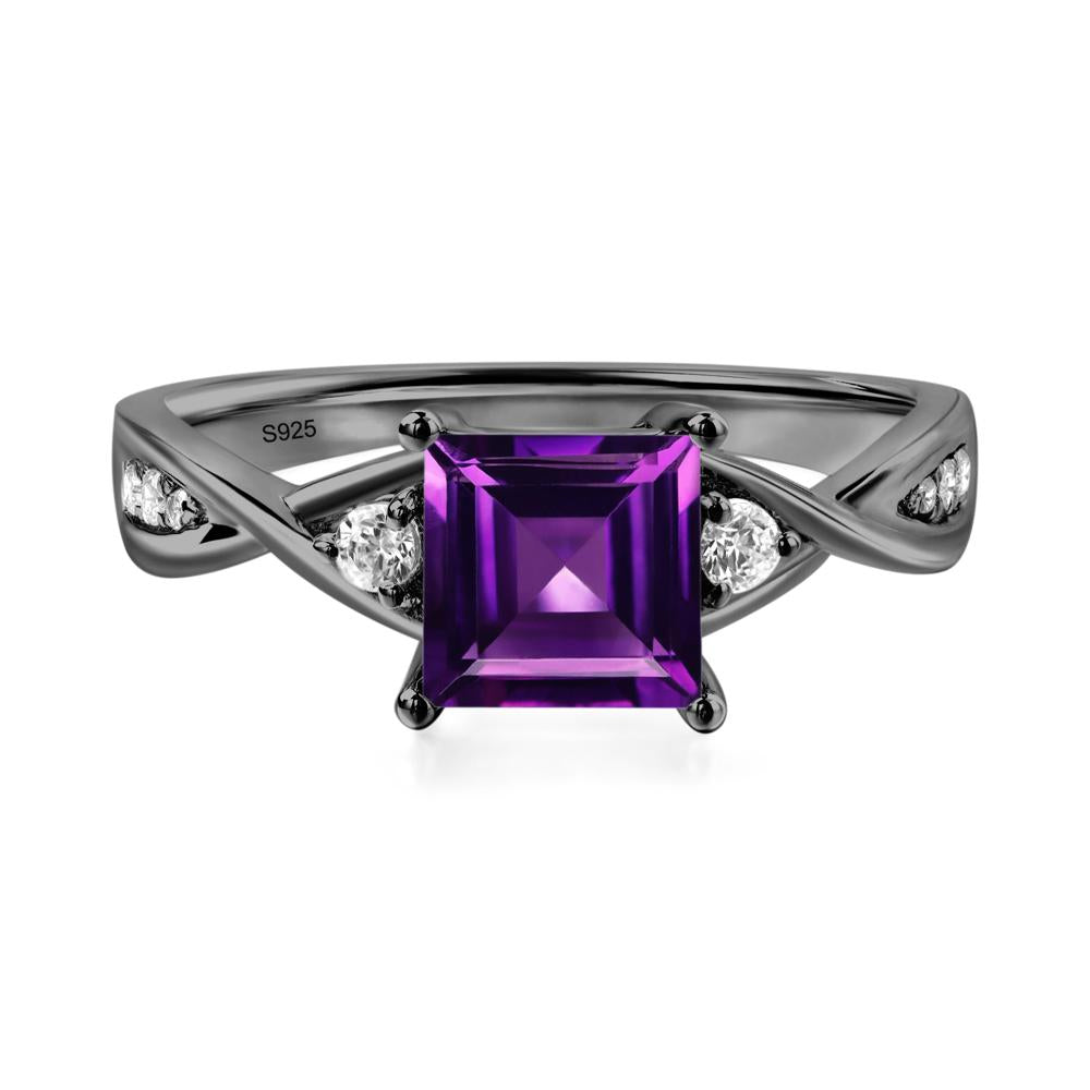 Square Cut Amethyst Engagement Ring - LUO Jewelry #metal_black finish sterling silver