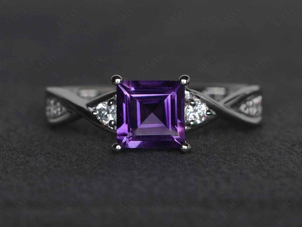 Square Cut Amethyst Engagement Ring - LUO Jewelry