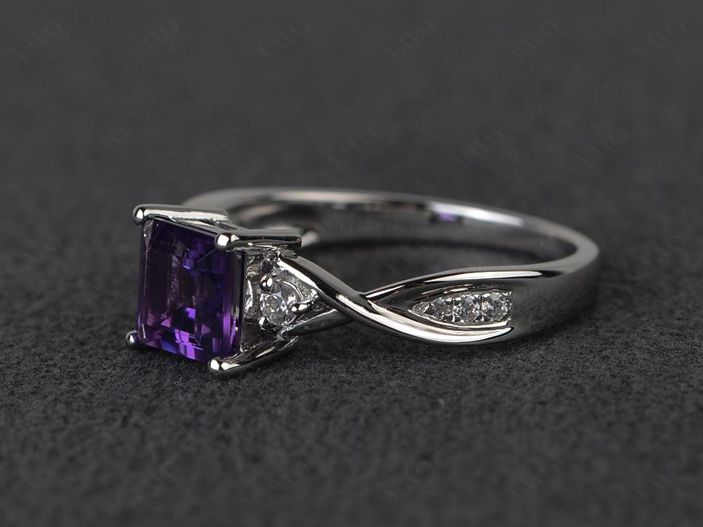 Square Cut Amethyst Engagement Ring - LUO Jewelry
