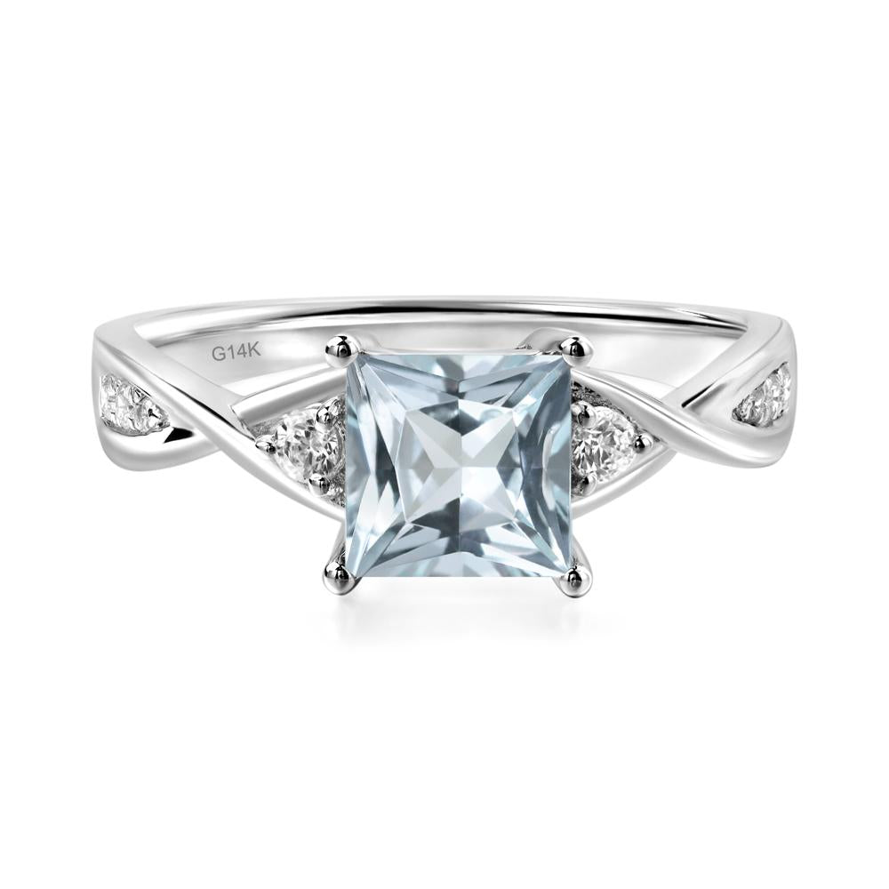 Princess Cut Aquamarine Engagement Ring - LUO Jewelry #metal_14k white gold