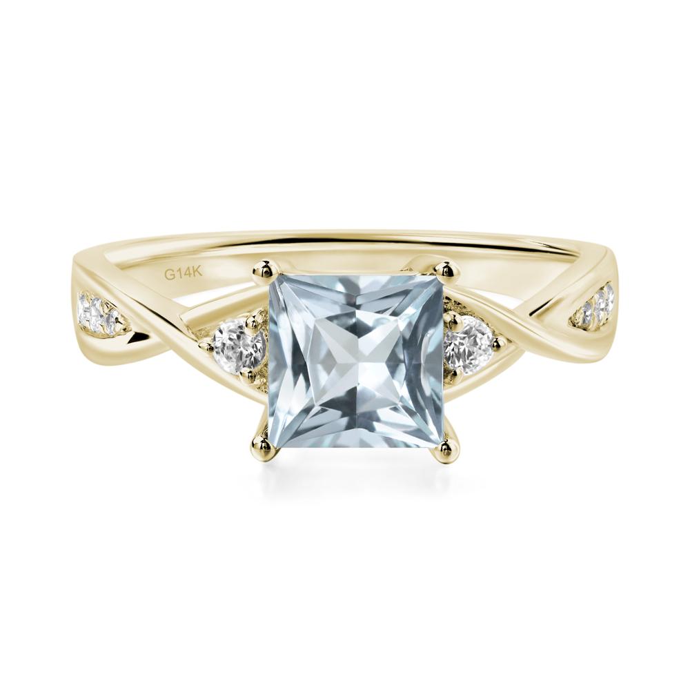 Princess Cut Aquamarine Engagement Ring - LUO Jewelry #metal_14k yellow gold