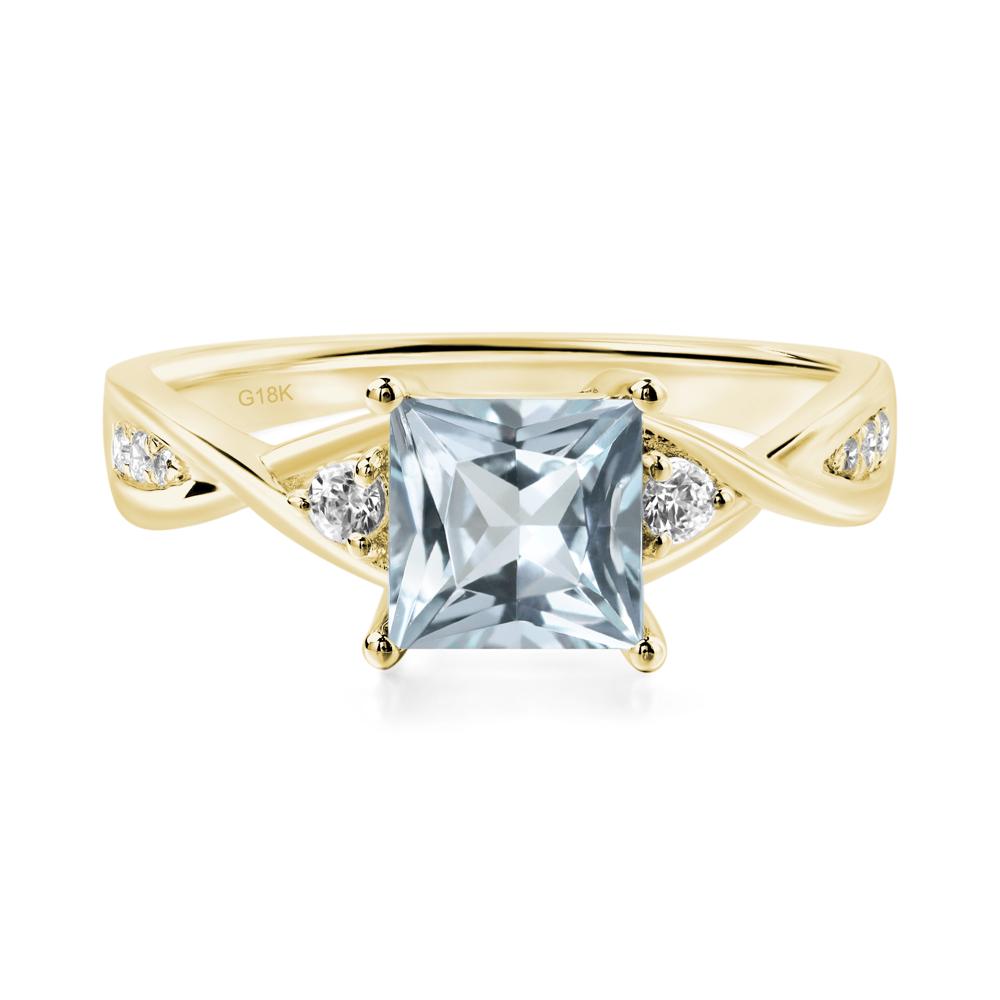 Princess Cut Aquamarine Engagement Ring - LUO Jewelry #metal_18k yellow gold