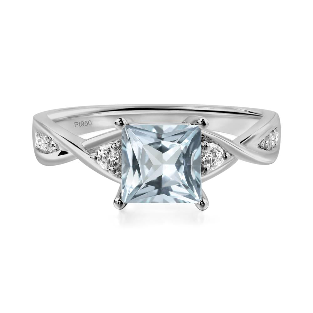 Princess Cut Aquamarine Engagement Ring - LUO Jewelry #metal_platinum