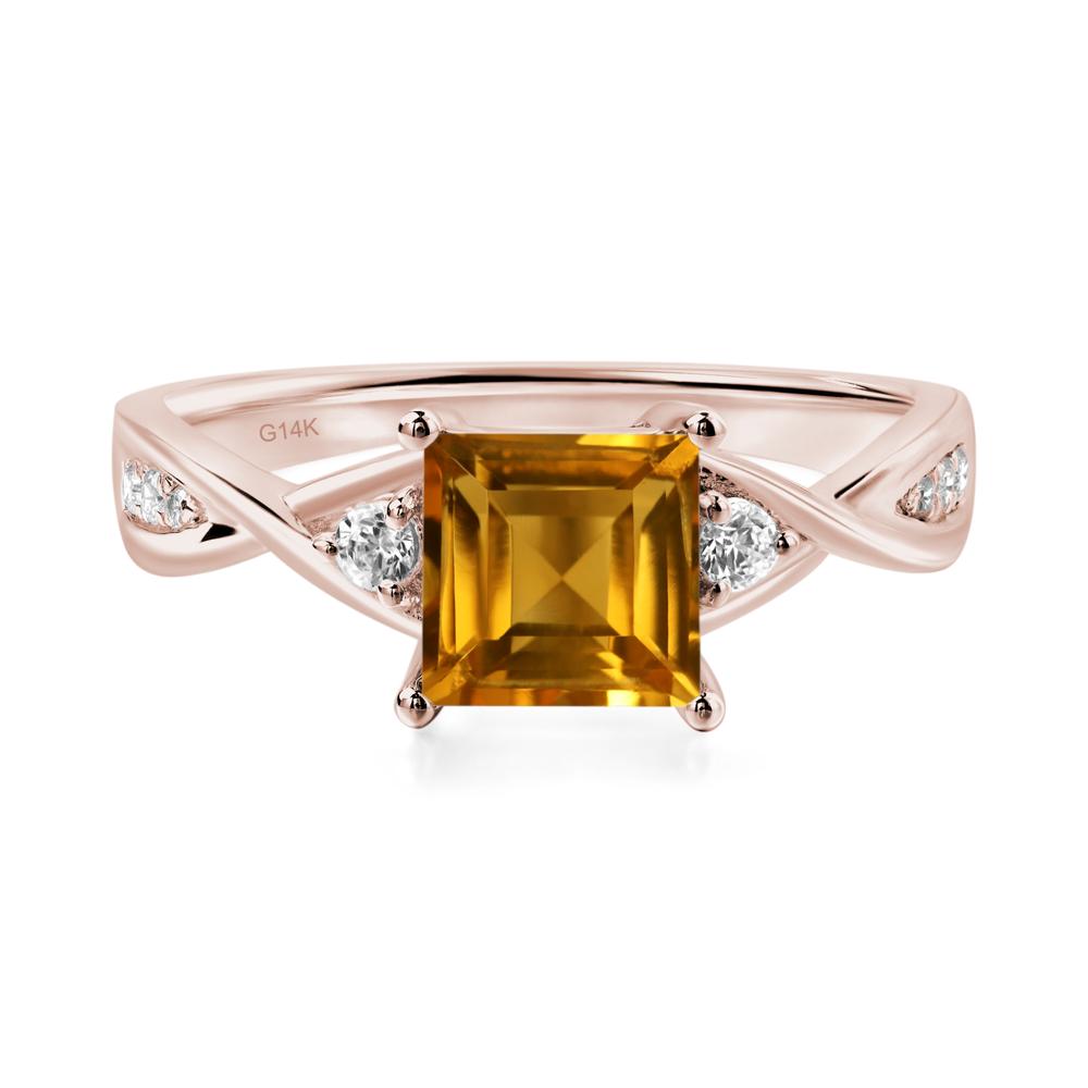 Square Cut Citrine Engagement Ring - LUO Jewelry #metal_14k rose gold
