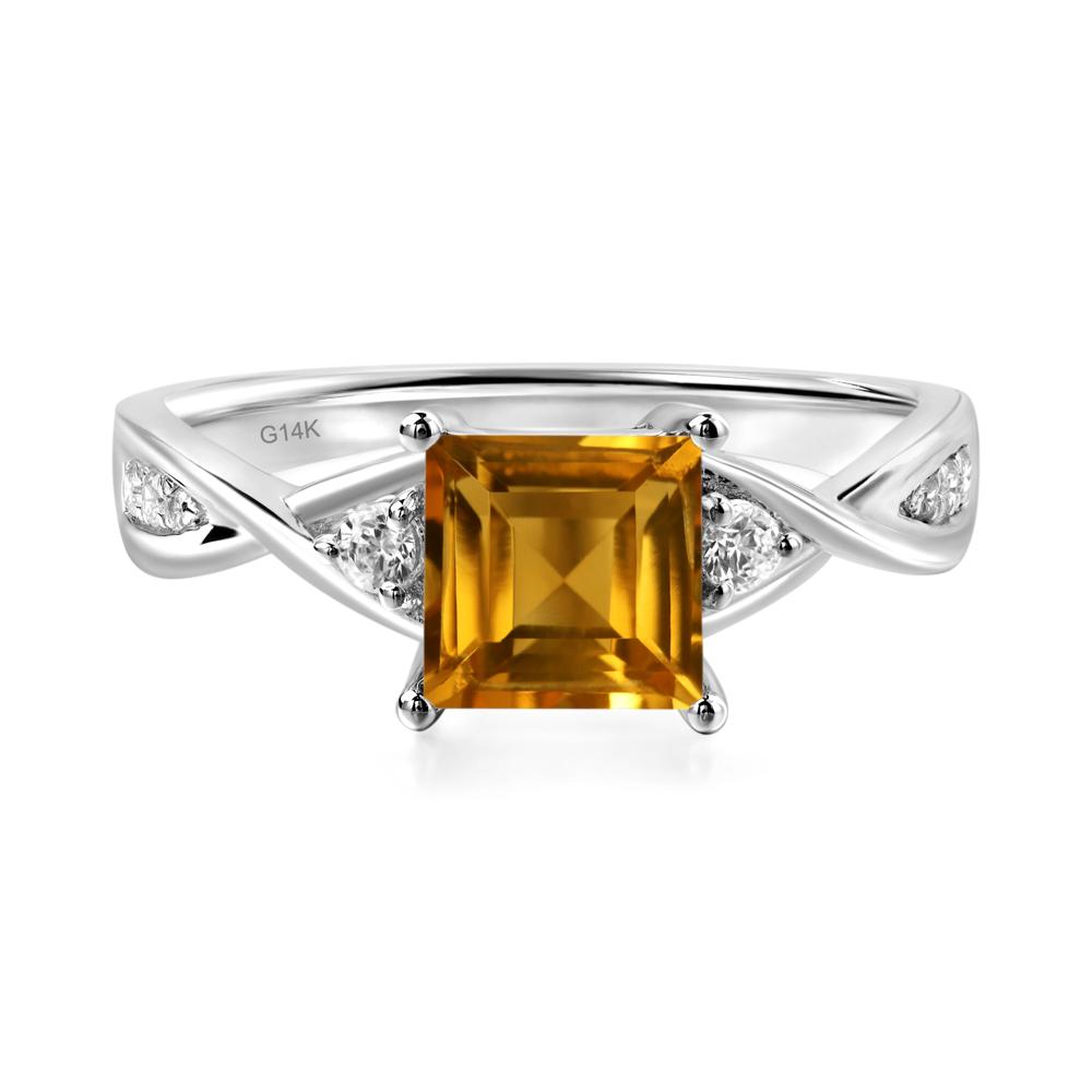 Square Cut Citrine Engagement Ring - LUO Jewelry #metal_14k white gold