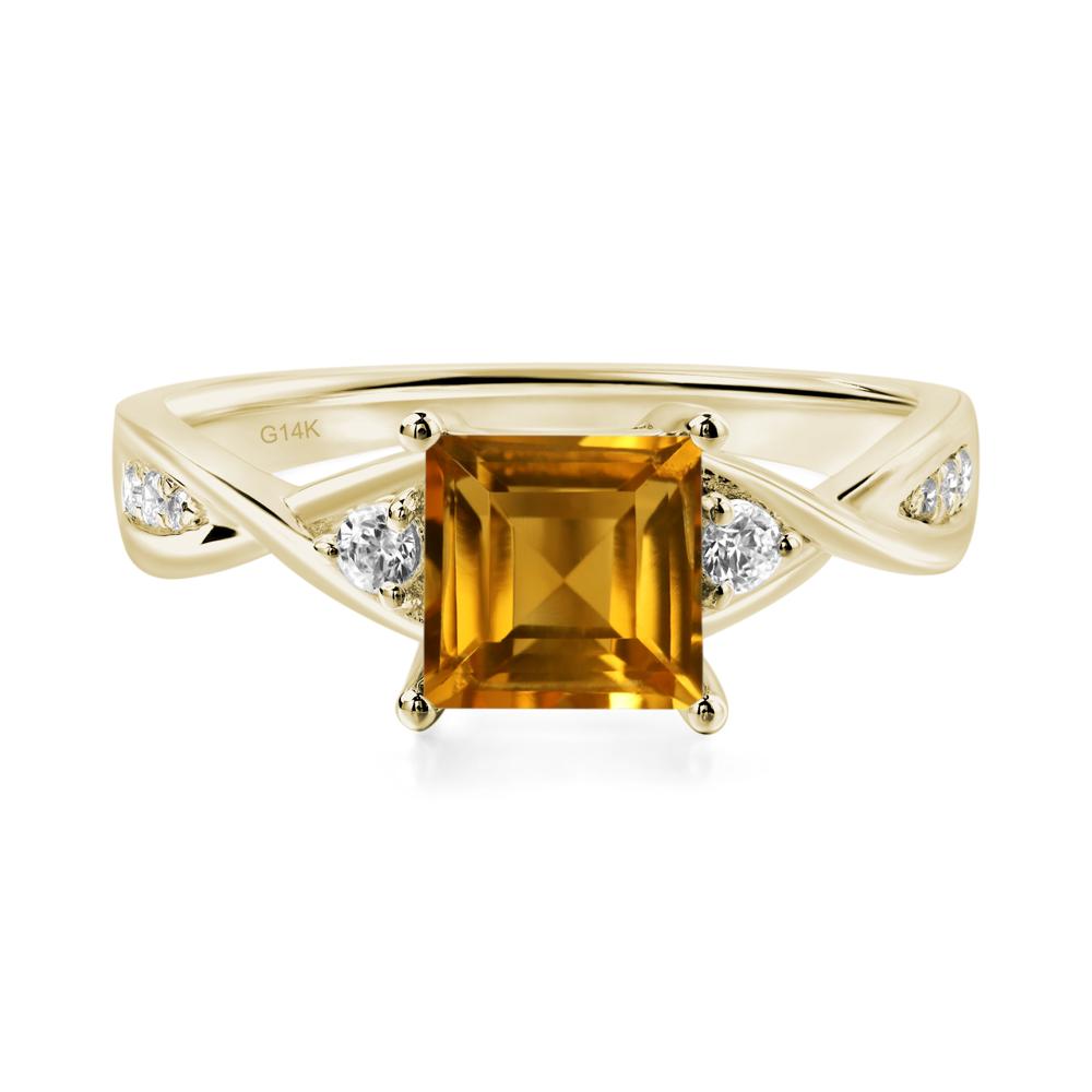 Square Cut Citrine Engagement Ring - LUO Jewelry #metal_14k yellow gold