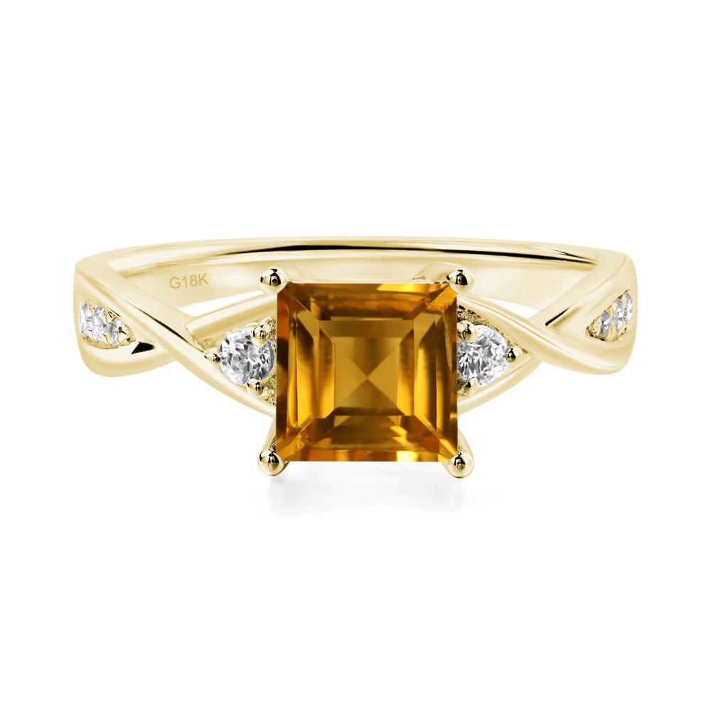 Square Cut Citrine Engagement Ring - LUO Jewelry #metal_18k yellow gold