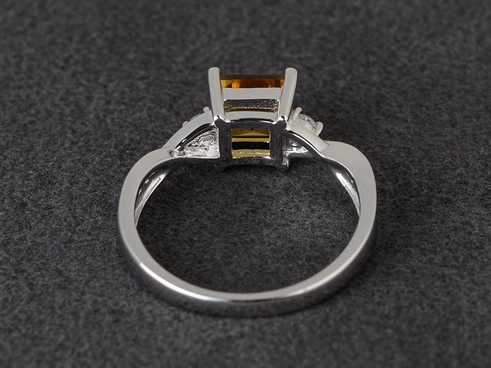 Square Cut Citrine Engagement Ring - LUO Jewelry
