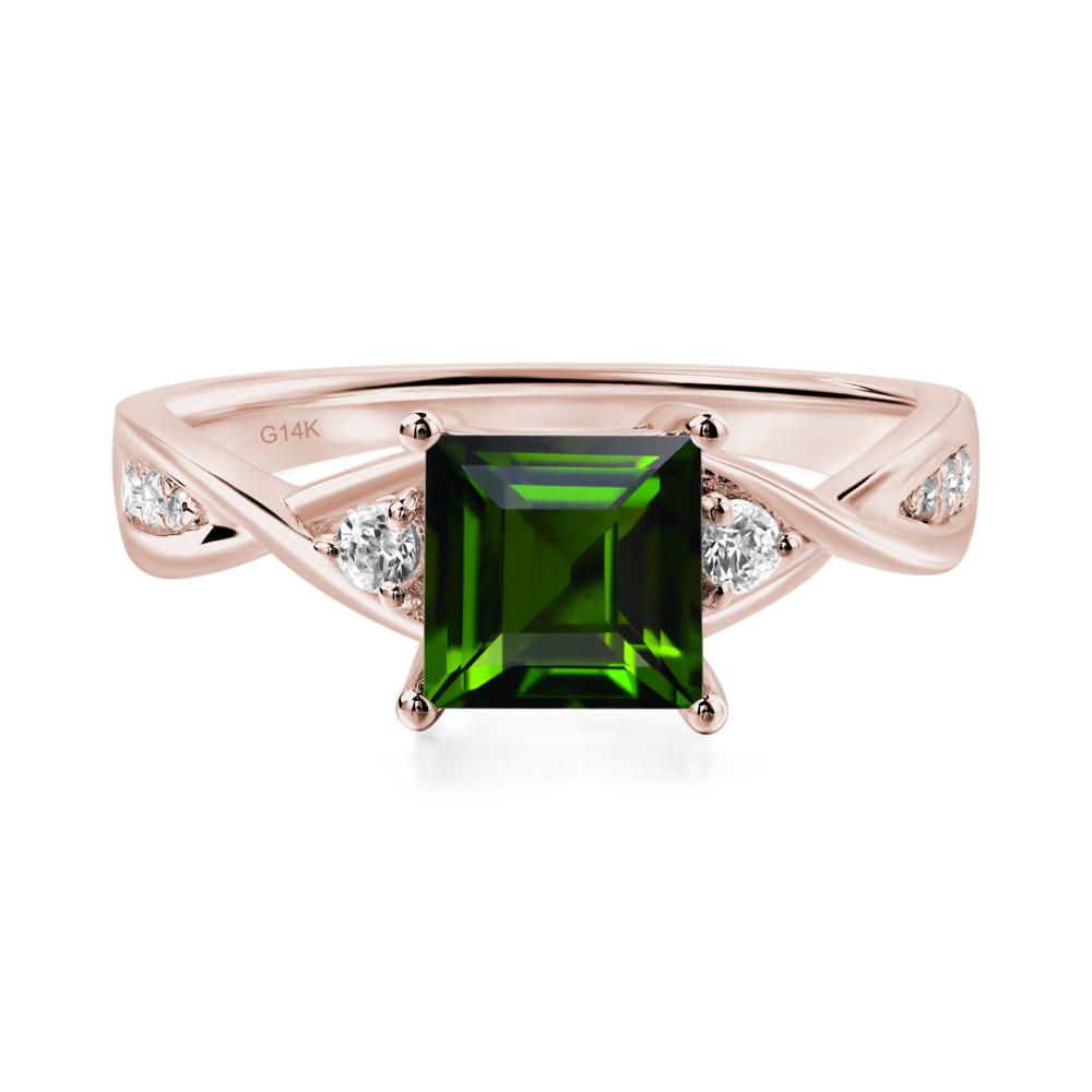Square Cut Diopside Engagement Ring - LUO Jewelry #metal_14k rose gold